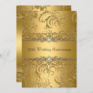 Invitación a 50 aniversario de Boda de Gold Floral