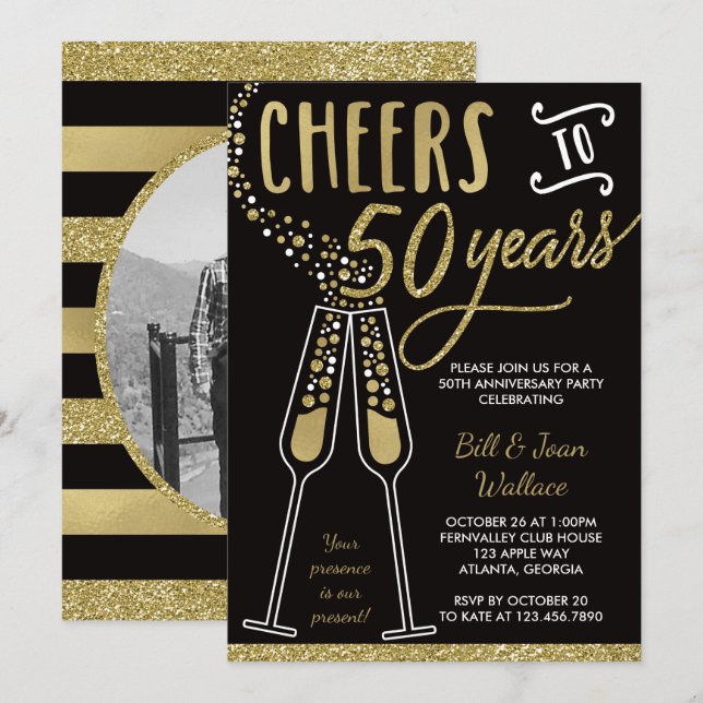 Invitación a 50° aniversario, Purpurina/Relieve me (Anverso / Reverso)