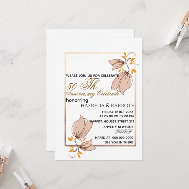 Invitación a 50 años, Boda de la vegetación Anni (Anverso/Reverso In Situ)