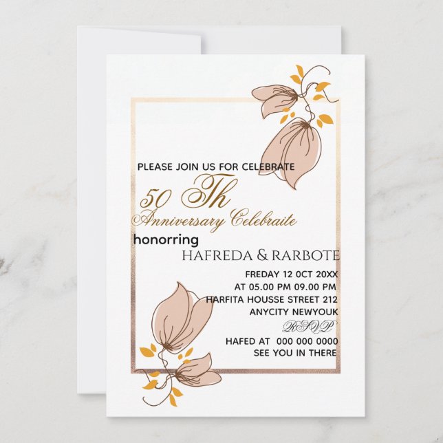 Invitación a 50 años, Boda de la vegetación Anni (Anverso)