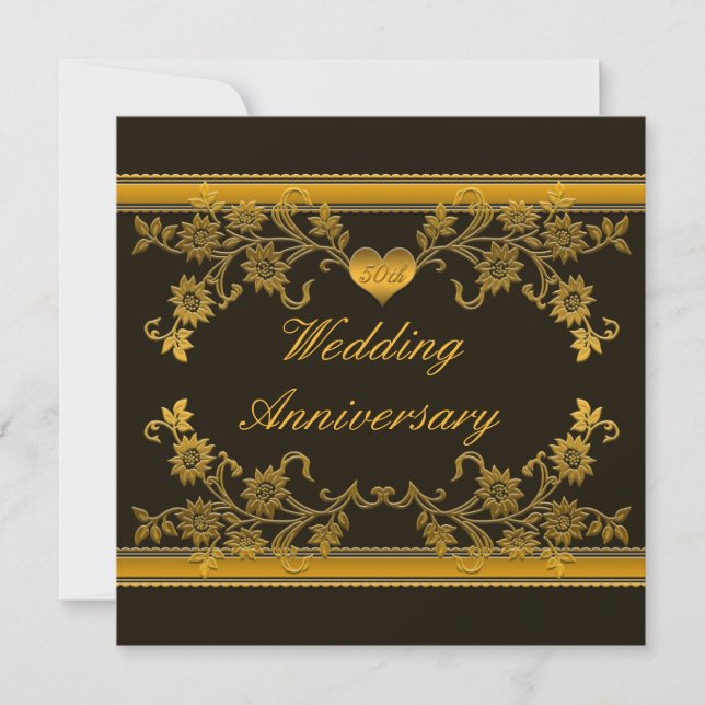 Invitación a 50 años de Black, Copper Floral (Anverso)