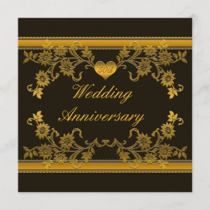 Invitación a 50 años de Black, Copper Floral