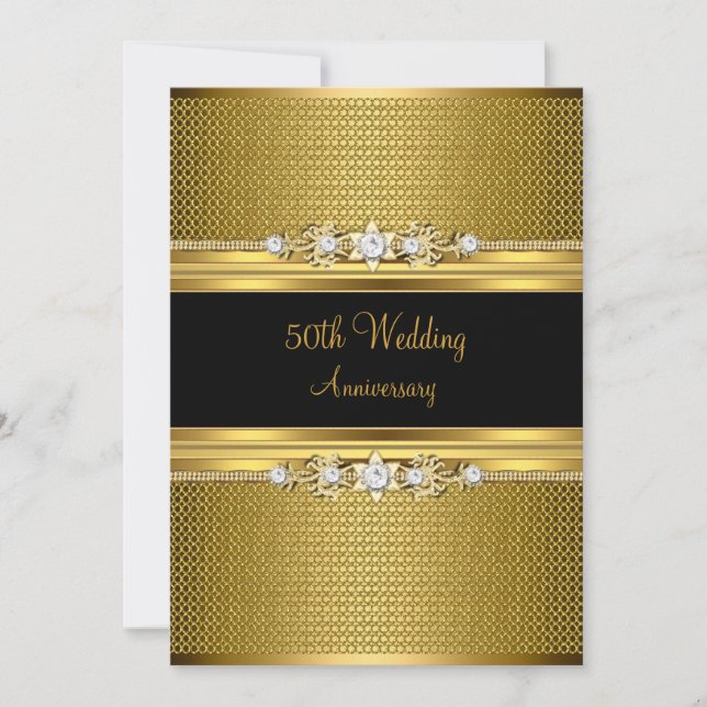 Invitación a 50 años de Boda de flores de diamante (Anverso)