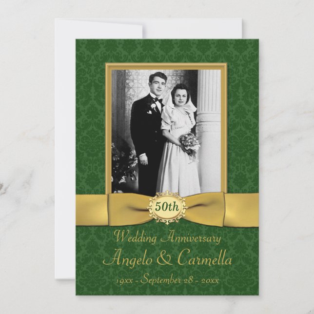 Invitación a 50 años de Boda en verde (Anverso)