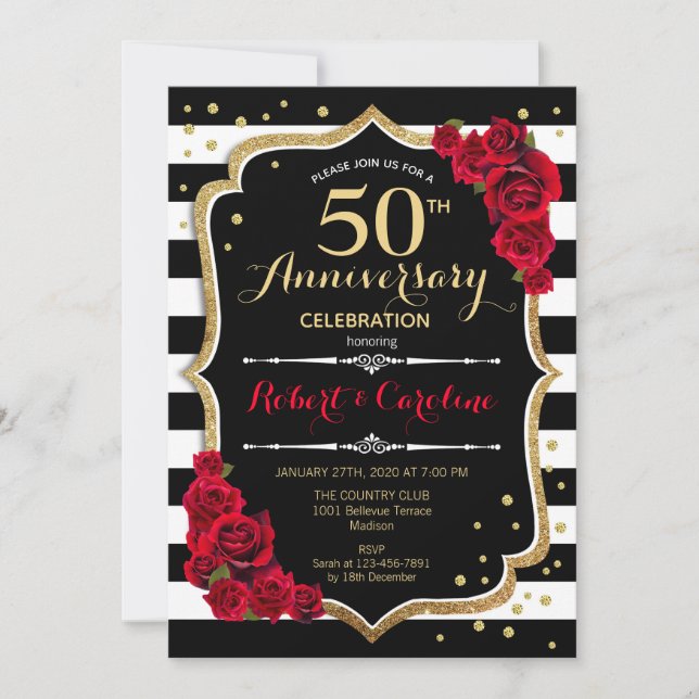 Invitación a 50 años de franjas blancas negras (Anverso)