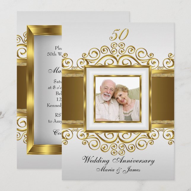 Invitación a 50 años de la foto de Gold & Pearl Sw (Anverso / Reverso)