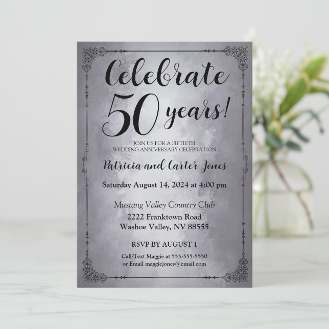 Invitación a 50 años de plata elegante (Anverso de pie)