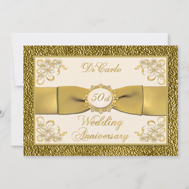 Invitación a 50 años de RIBBON Floral IMPRESIONADA (Anverso)