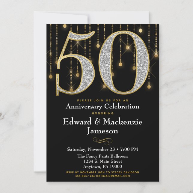 Invitación a 50 años Diamantes de oro negro (Anverso)
