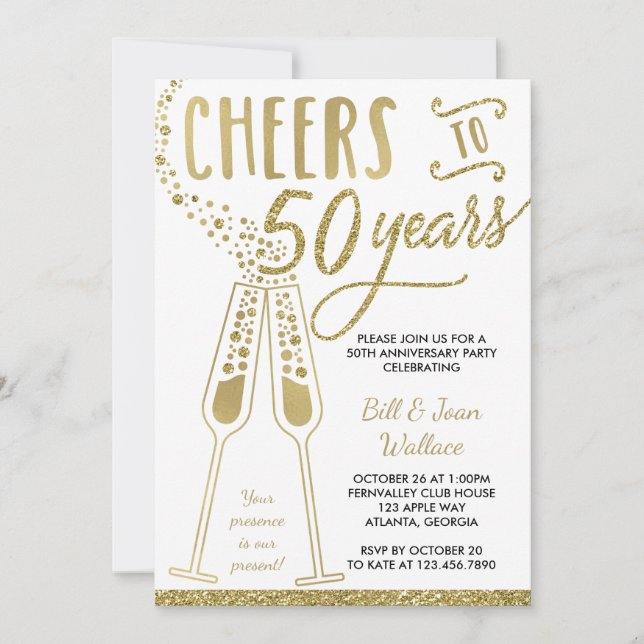 Invitación a 50 años, Purpurina falso, foto (Anverso)