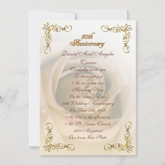 Invitación a 50 años Sepia rosa (Anverso)