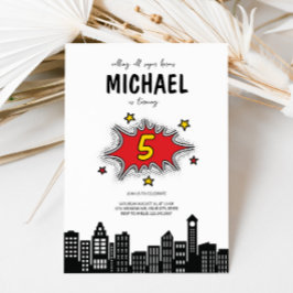 Invitación a 5 cumpleaños de superhéroe dinámico