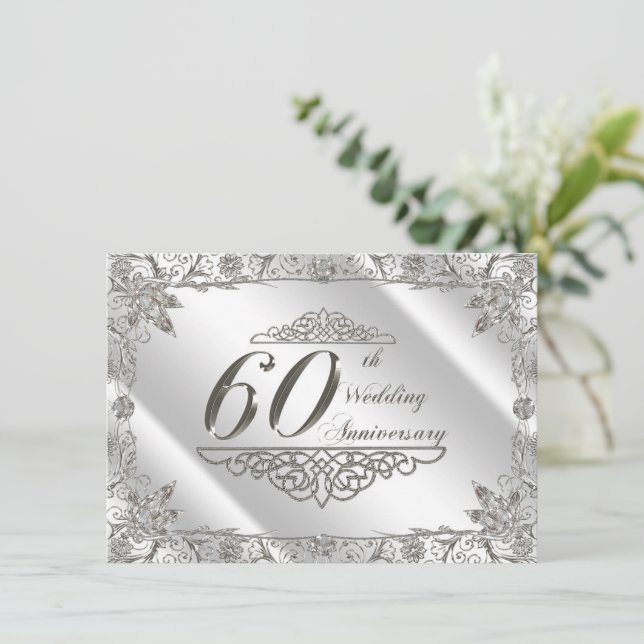 Invitación a 60° aniversario de Boda de diamantes (Anverso de pie)
