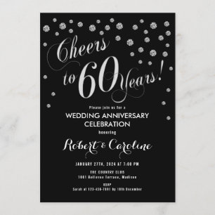 Invitación a 60 años en negro y plata
