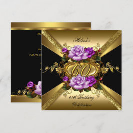 Invitación a 60 cumpleaños. Fondo dorado y negro c