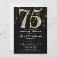 Invitación a 75 años Diamantes de oro negro