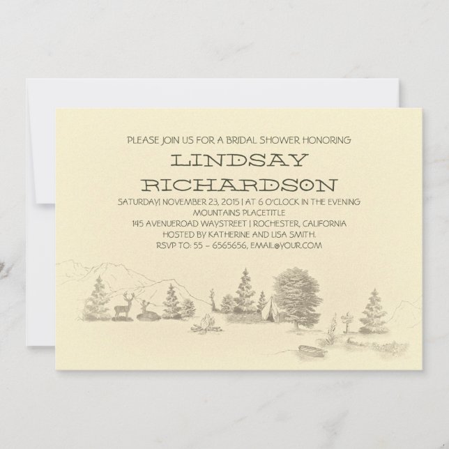 Invitación a acampar la ducha de novia (Anverso)