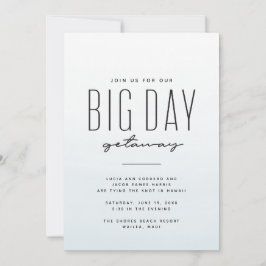 Invitación a acuarela azul de boda de destino