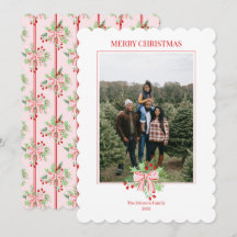 Invitación a acuarela Berries y Holly de los navid