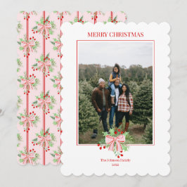 Invitación a acuarela Berries y Holly de los navid