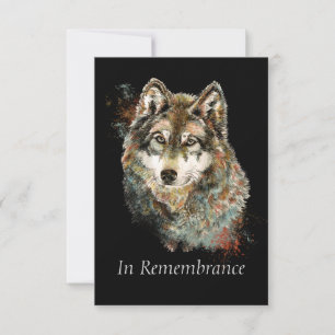 Invitación a acuarela de animales de lobo en memor