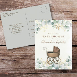 Invitación a acuarela de Baby Shower Eucalyptus