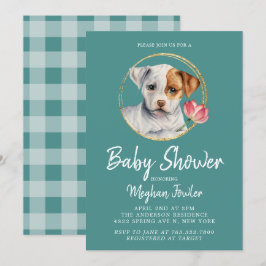 Invitación a acuarela de Baby Shower para perros c