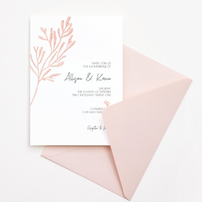 Invitación a acuarela de coral ・ Boda de playa mod (Subido por el creador)