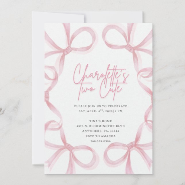 Invitación a acuarela de dos cutáneos Chicas de cu (Anverso)