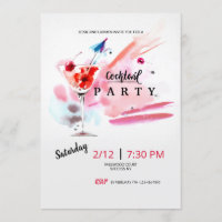 Invitación a acuarela de Fiesta de cóctel
