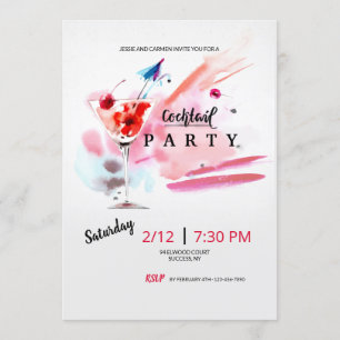 Invitación a acuarela de Fiesta de cóctel