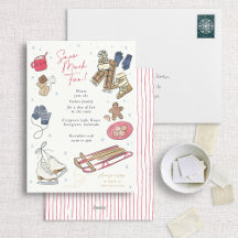 Invitación a acuarela de Fiesta de invierno con mu