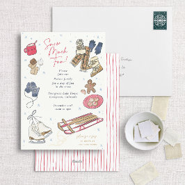 Invitación a acuarela de Fiesta de invierno con mu