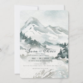 Invitación a acuarela de montaña nevada