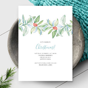 Invitación a acuarela de Navidades botánicos