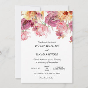 Invitación a acuarela de otoño, Boda floral rústic