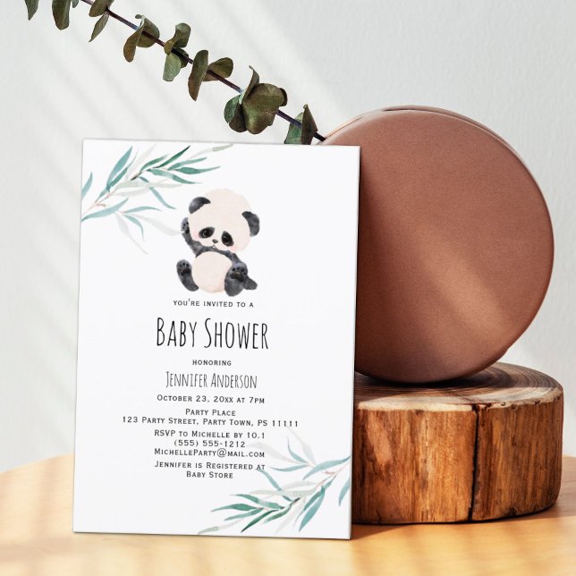 Invitación a acuarela de Panda Unisex Baby Shower (Subido por el creador)