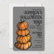 Invitación a acuarela de pila de calabaza