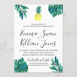 Invitación a acuarela de piña tropical luau