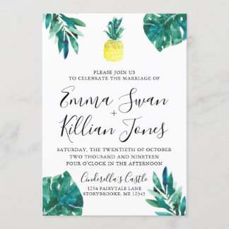 Invitación a acuarela de piña tropical luau