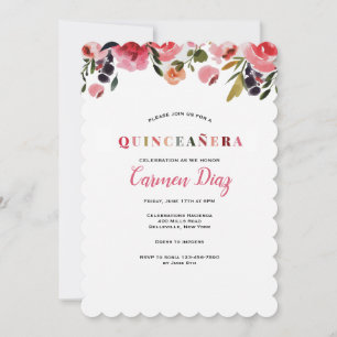 Invitación a acuarela de Quinceañera