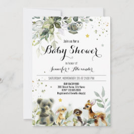 Invitación a acuarela de Woodland Baby Shower