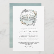 Invitación a acuarela elegante para cisnes bodas