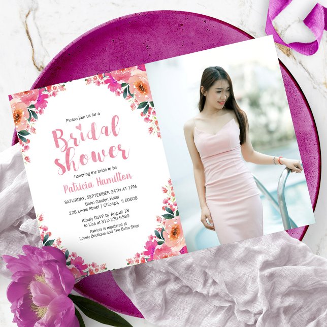 Invitación a acuarela floral a ducha de novia (Subido por el creador)