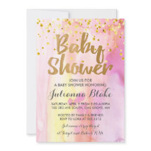 Invitación a acuarela moderna de chica Baby Shower