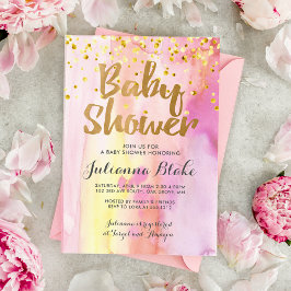 Invitación a acuarela moderna de chica Baby Shower