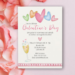 Invitación a acuarela por el día de Galentine