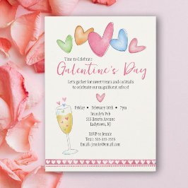 Invitación a acuarela por el día de Galentine