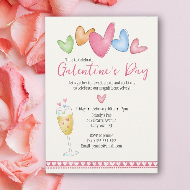 Invitación a acuarela por el día de Galentine (Subido por el creador)
