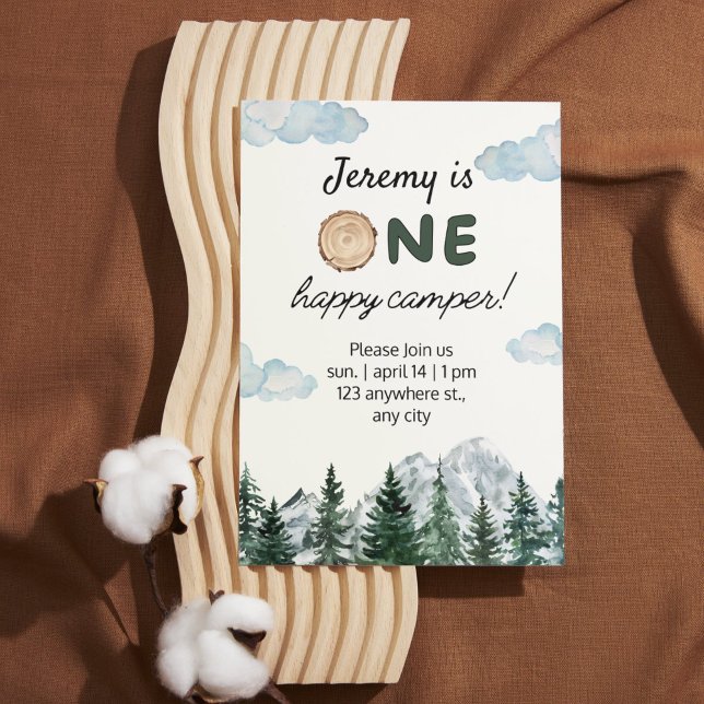 Invitación a acuarela por primer cumpleaños al air (Watercolor First Birthday Outdoors Invitation)